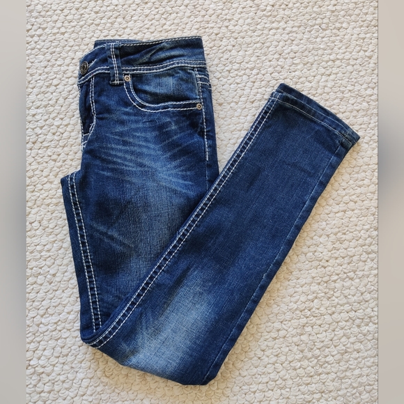 Vigold Low Rise Rhinestone Skinny Jeans - Picture 2 of 9